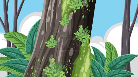 Illustration for A tranquil scene of lush tree cover adorned with moss - Royalty Free Image
