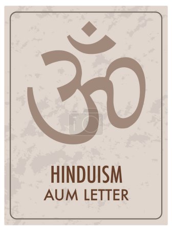 Téléchargez les illustrations : Carte de vœux illustrée représentant le symbole Aum de l'hindouisme dans une illustration vectorielle de style dessin animé - en licence libre de droit