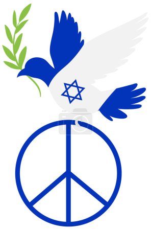 Ilustración de Ilustración de la bandera de Israel con un pájaro blanco simbolizando la paz - Imagen libre de derechos