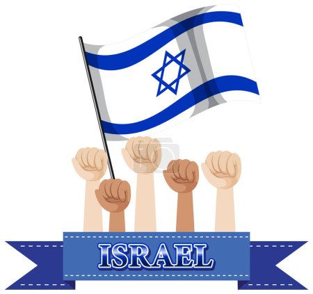 Ilustración de Ilustración de una mano humana sosteniendo la bandera de Israel, promoviendo la paz - Imagen libre de derechos