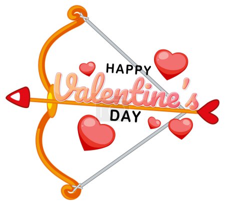 Téléchargez les illustrations : Une bannière festive avec un cœur et une flèche pour la Saint-Valentin - en licence libre de droit