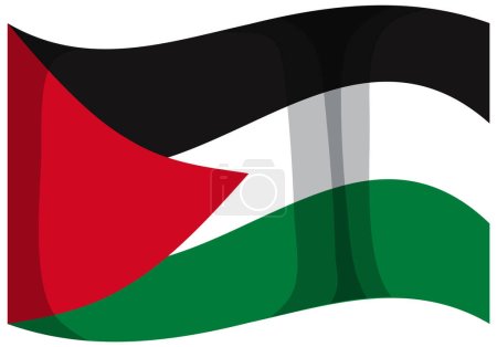 Illustration for A vector cartoon illustration of the Palestine flag, isolated - Royalty Free Image