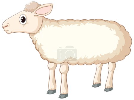 Illustration for A cute white sheep standing on its own - Royalty Free Image