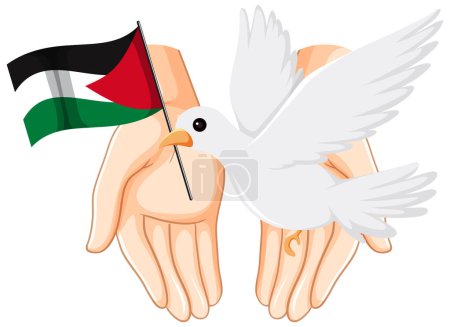 Téléchargez les illustrations : Illustration du drapeau d'Israël avec un oiseau blanc symbolisant la paix - en licence libre de droit