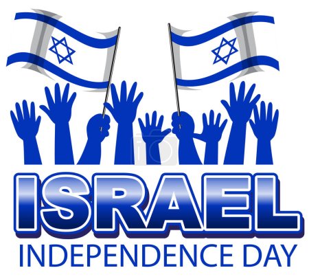 Illustration for Illustrated banner showing a human hand holding the flag in support of Israel's Independence Day - Royalty Free Image