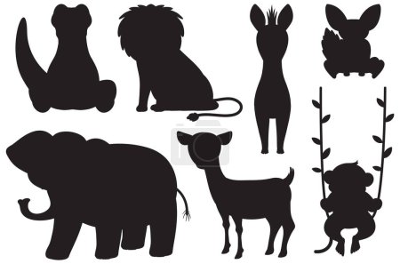 Illustration for A vector illustration featuring a group of wild animals in a simple cartoon style - Royalty Free Image