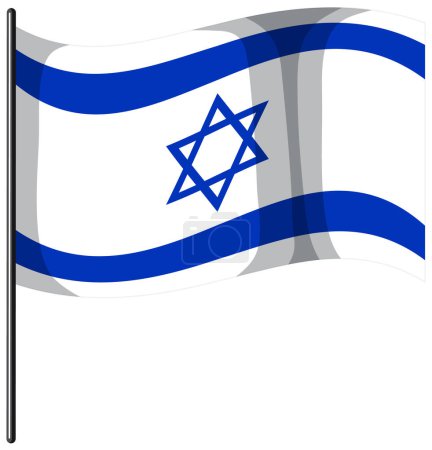 Téléchargez les illustrations : Illustration vectorielle de dessin animé coloré du drapeau d'Israël pour une bannière d'icône - en licence libre de droit