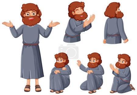 Illustration for A vector cartoon illustration of an ancient man from the Middle East - Royalty Free Image