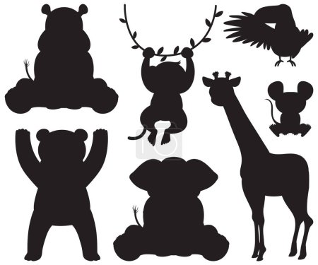 Ilustración de Un grupo de animales salvajes representados en una ilustración de dibujos animados minimalista - Imagen libre de derechos