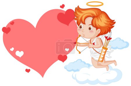Téléchargez les illustrations : Illustration vectorielle d'un ange adorable tenant une flèche du cœur - en licence libre de droit