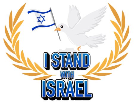 Illustration for Text banner with Israel flag and peace symbo - Royalty Free Image