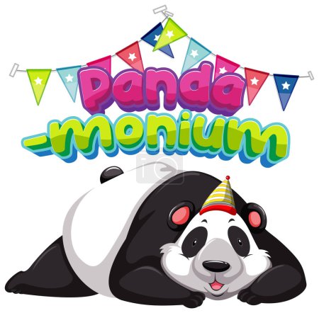 Ilustración de Una divertida e inteligente ilustración de dibujos animados con pandemonio con pandas - Imagen libre de derechos