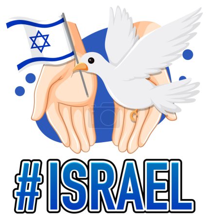 Ilustración de Ilustración de la bandera de Israel con el símbolo de pájaro blanco para la paz - Imagen libre de derechos