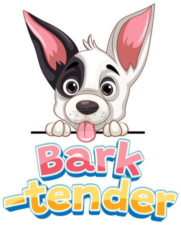 Téléchargez les illustrations : Une illustration de dessin animé hilarant mettant en vedette un chien mignon comme un barman - en licence libre de droit