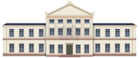 Ilustración de Una vibrante ilustración de dibujos animados vectoriales del icónico edificio de la Universidad de Gottingen en Alemania - Imagen libre de derechos