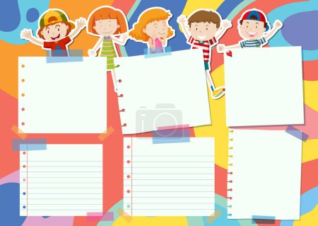 Illustration for Vector illustration of a vibrant to-do list with kids - Royalty Free Image