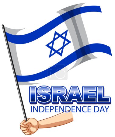 Téléchargez les illustrations : Illustration vectorielle d'une main tenant le drapeau israélien pour la fête de l'indépendance - en licence libre de droit