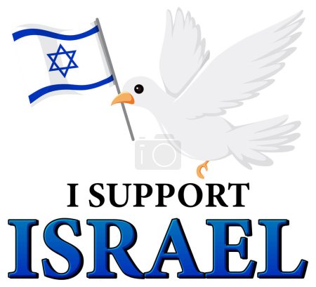 Téléchargez les illustrations : Bannière illustrée montrant le soutien à Israël avec drapeau - en licence libre de droit