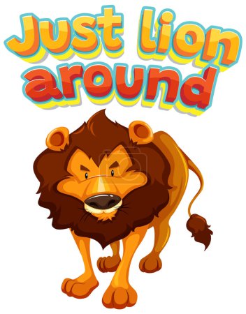 Ilustración de Una graciosa ilustración de dibujos animados de un león que hace travesuras juguetonas - Imagen libre de derechos