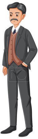 Téléchargez les illustrations : Illustration vectorielle d'un homme d'âge moyen portant un costume - en licence libre de droit