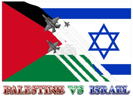 Illustration for A vector cartoon illustration of the combined flags of Palestine and Israel - Royalty Free Image