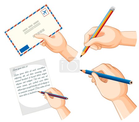 Illustration for Illustration of letters being written by a human hand - Royalty Free Image
