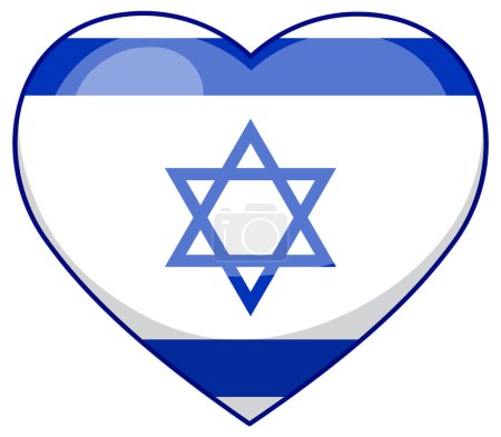 Illustration for Vector cartoon illustration of Israel flag in heart shape - Royalty Free Image