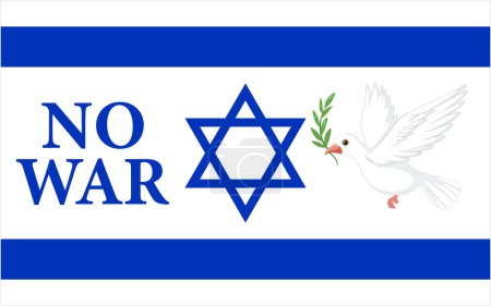 Illustration for Vector cartoon illustration of Israel flag with a white bird symbolizing peace - Royalty Free Image