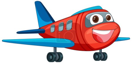 Illustration for Colorful, smiling airplane character with eyes - Royalty Free Image