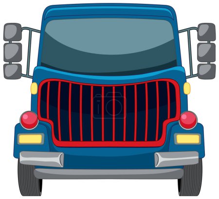 Téléchargez les illustrations : Vue de face d'un semi-camion vectoriel stylisé - en licence libre de droit
