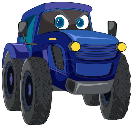 Colorful vector illustration of a smiling tractor