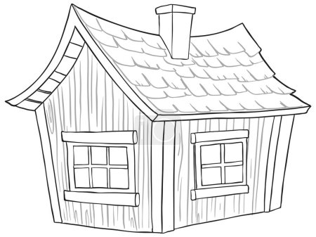 Illustration for Black and white drawing of a small house - Royalty Free Image