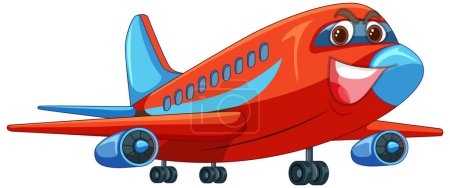 Ilustración de Avión animado colorido con una expresión alegre. - Imagen libre de derechos