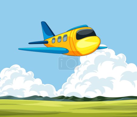 Illustration for Vector illustration of a plane flying in the sky - Royalty Free Image