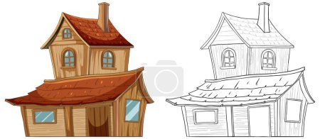 Illustration for Two contrasting styles of house illustrations. - Royalty Free Image