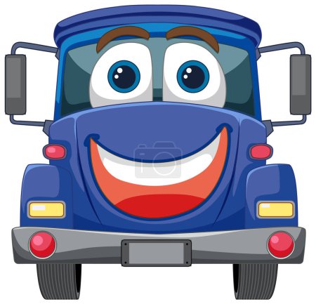 Téléchargez les illustrations : Illustration colorée et souriante du véhicule de dessin animé - en licence libre de droit