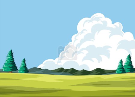 Illustration for Vector illustration of a peaceful green landscape - Royalty Free Image