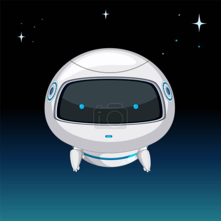Illustration for Cartoon robot hovering among twinkling stars - Royalty Free Image