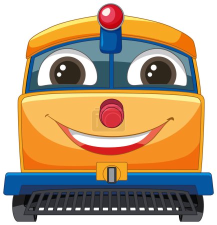 Téléchargez les illustrations : Caractère de train coloré et souriant pour les enfants - en licence libre de droit