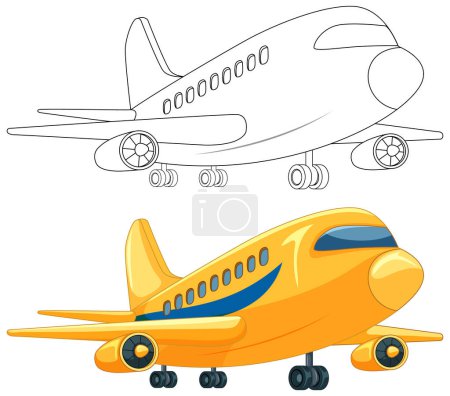 Illustration for Vector illustration of a stylized cartoon airplane - Royalty Free Image