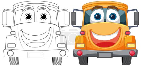 Ilustración de Personajes animados coloridos y alegres del vehículo - Imagen libre de derechos
