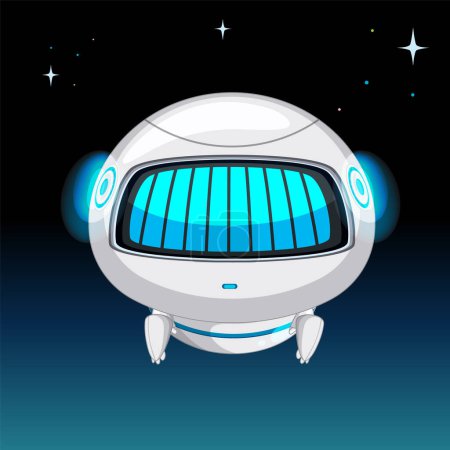 Stylized spaceship illustration against a starry background