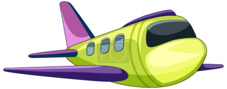Téléchargez les illustrations : Illustration d'avion de dessin animé aux couleurs vives sur blanc - en licence libre de droit