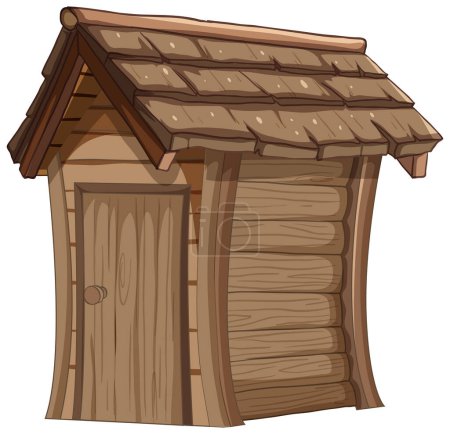 Ilustración de Ilustración estilo caricatura de un pequeño cobertizo de madera. - Imagen libre de derechos