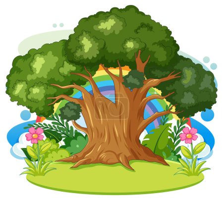 Illustration for Colorful vector illustration of a tree in nature - Royalty Free Image
