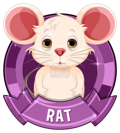 Adorable vector illustration of a smiling rat