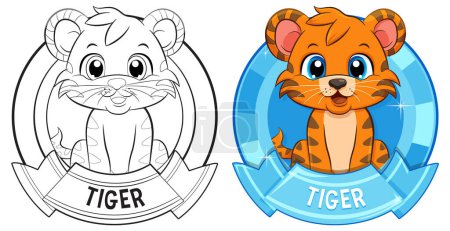 Illustration for Colorful and outlined tiger mascot designs - Royalty Free Image