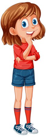Illustration for Cartoon of a thoughtful young girl standing - Royalty Free Image