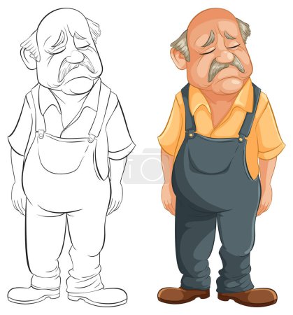 Illustration for Two elderly men looking sad and exhausted. - Royalty Free Image