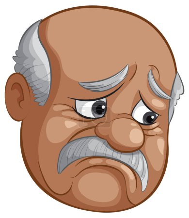 Caricature d'un vieux monsieur inquiet
